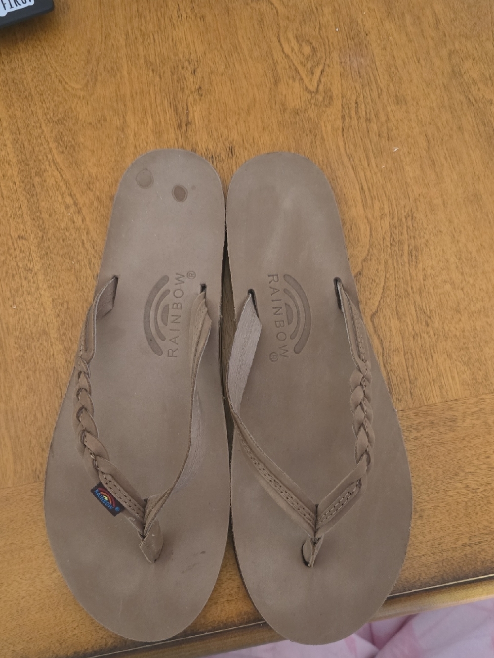 Rainbow Taupe Braided Leather Flip Flops Size L11